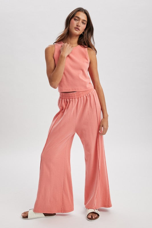 papaya knit palazzo pant set