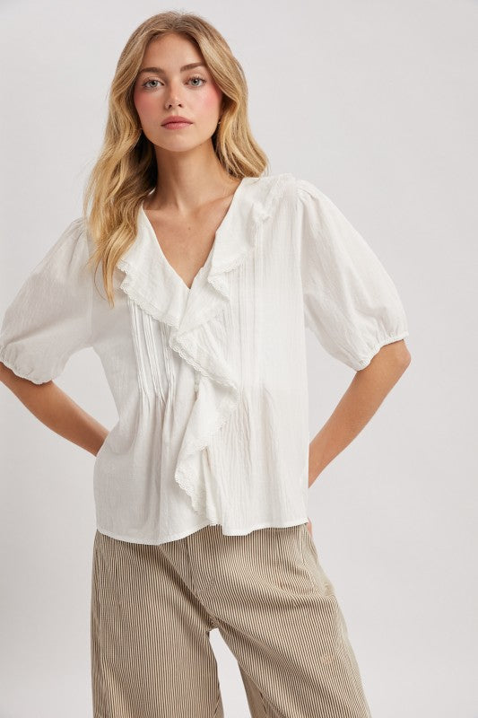 ruffle cotton blouse