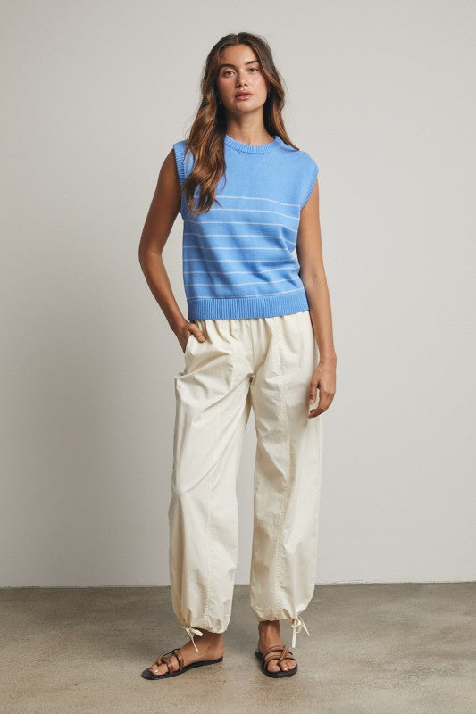 blue striped sweater tank