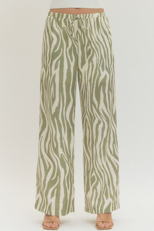 sage zebra draw string pant