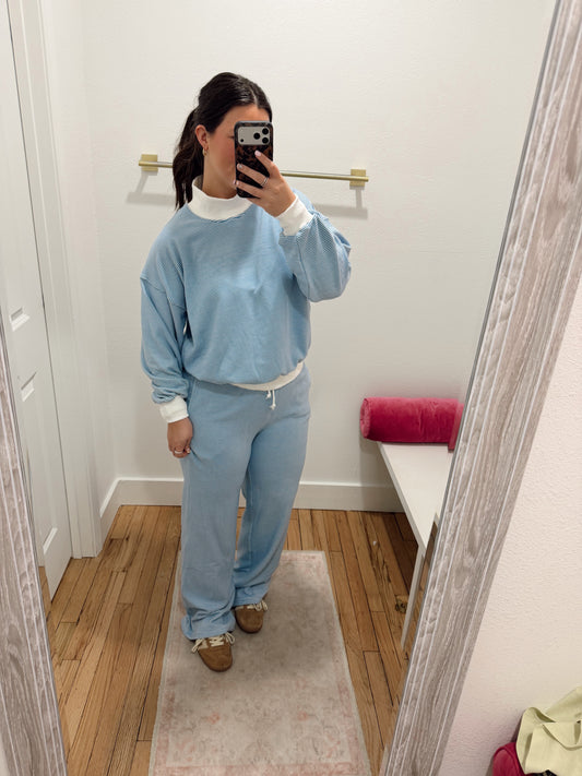 Striped mock neck lounge set