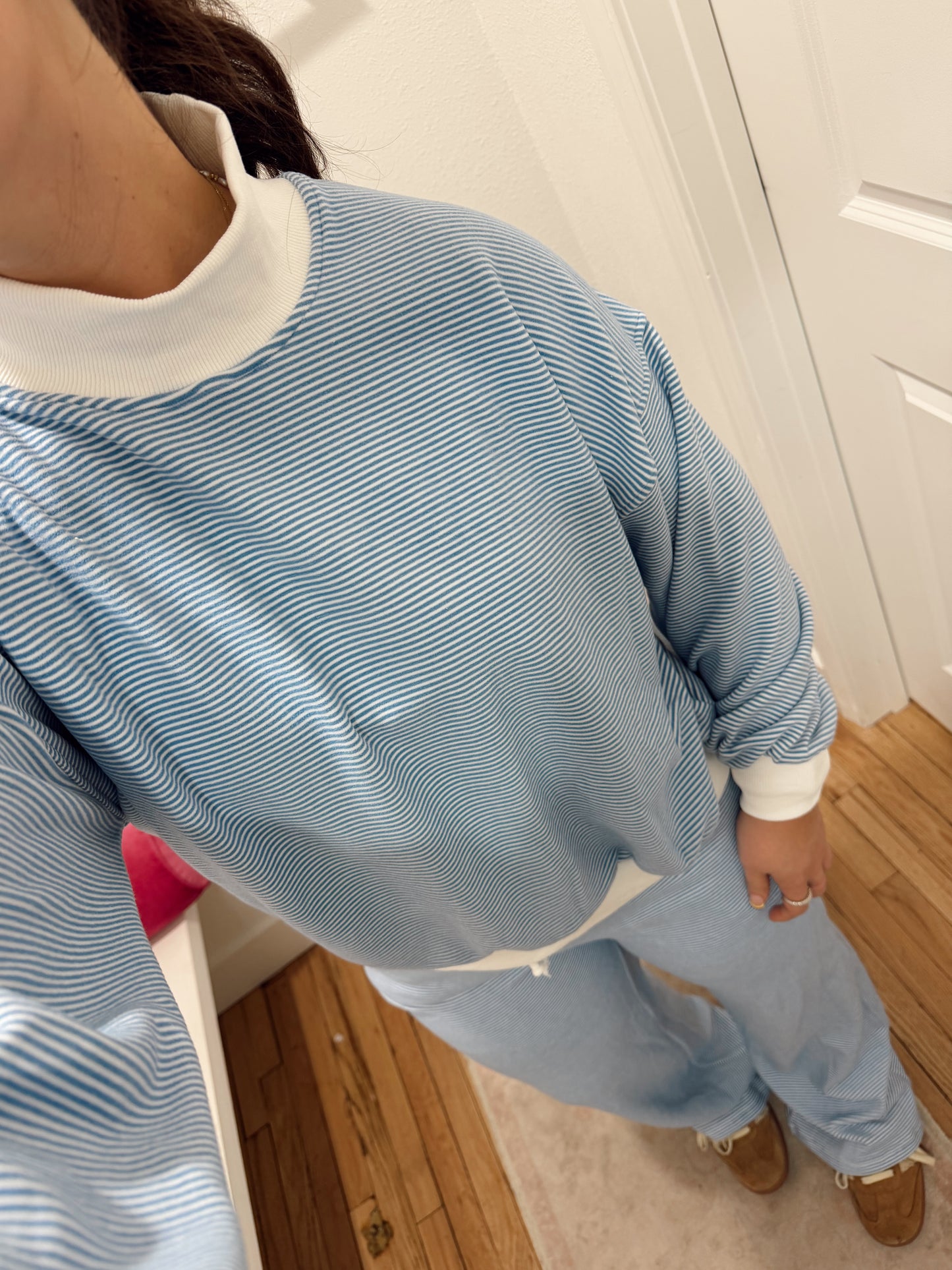 Striped mock neck lounge set