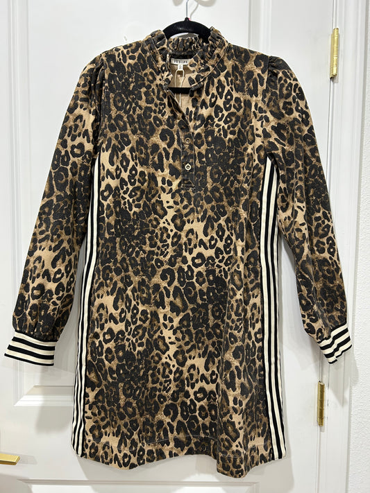black and animal print denim mini dress