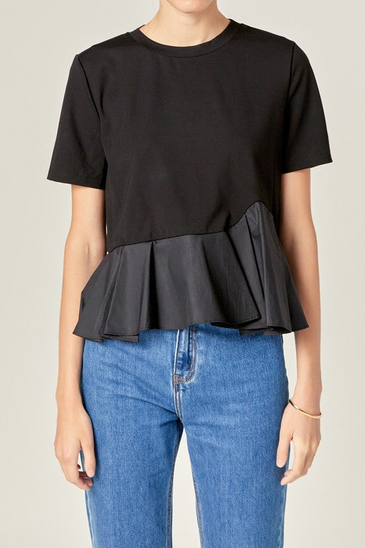 Mixed Media Ruffle top