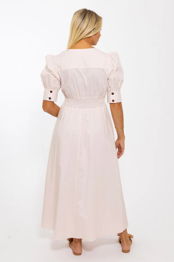 solid poplin v neck dress KARLIE
