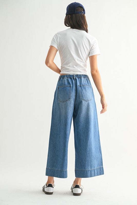Wide leg denim pants