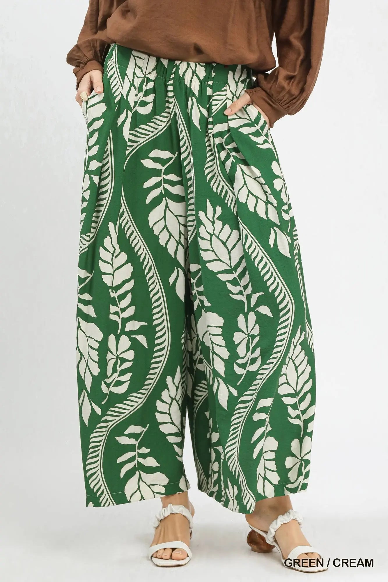 leafy wide leg pants (2 colors)