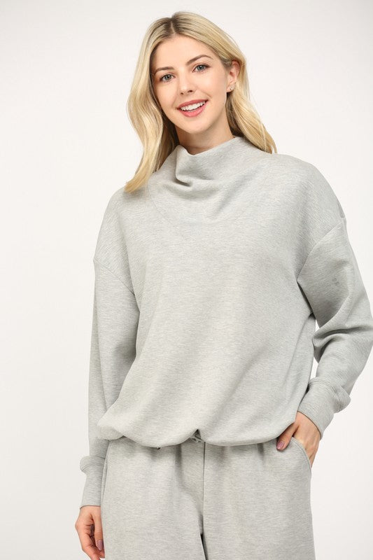 Heather Grey Mock Neck Modal Jogger set