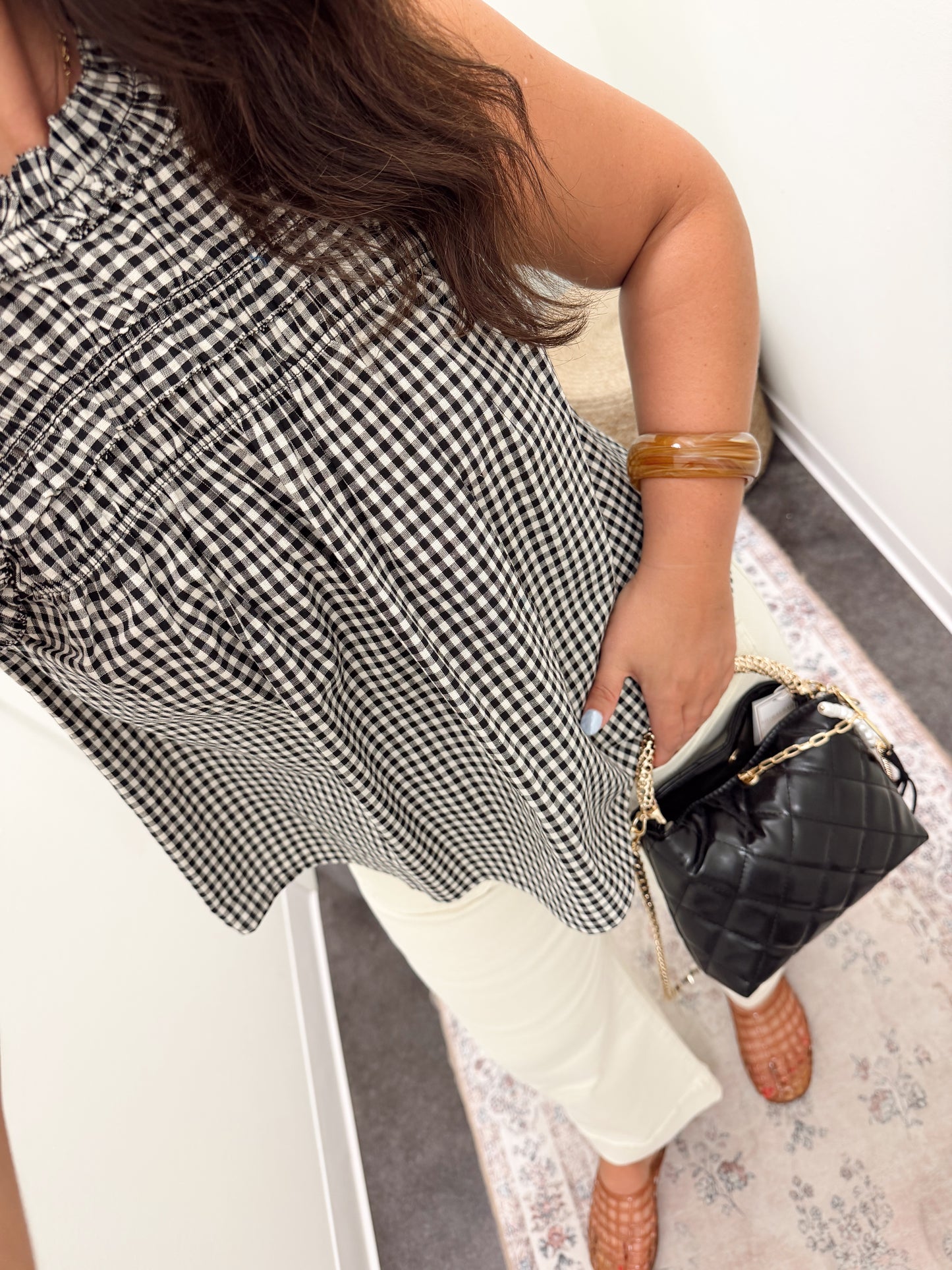 Gingham Ruffle Blouse (2 colors)