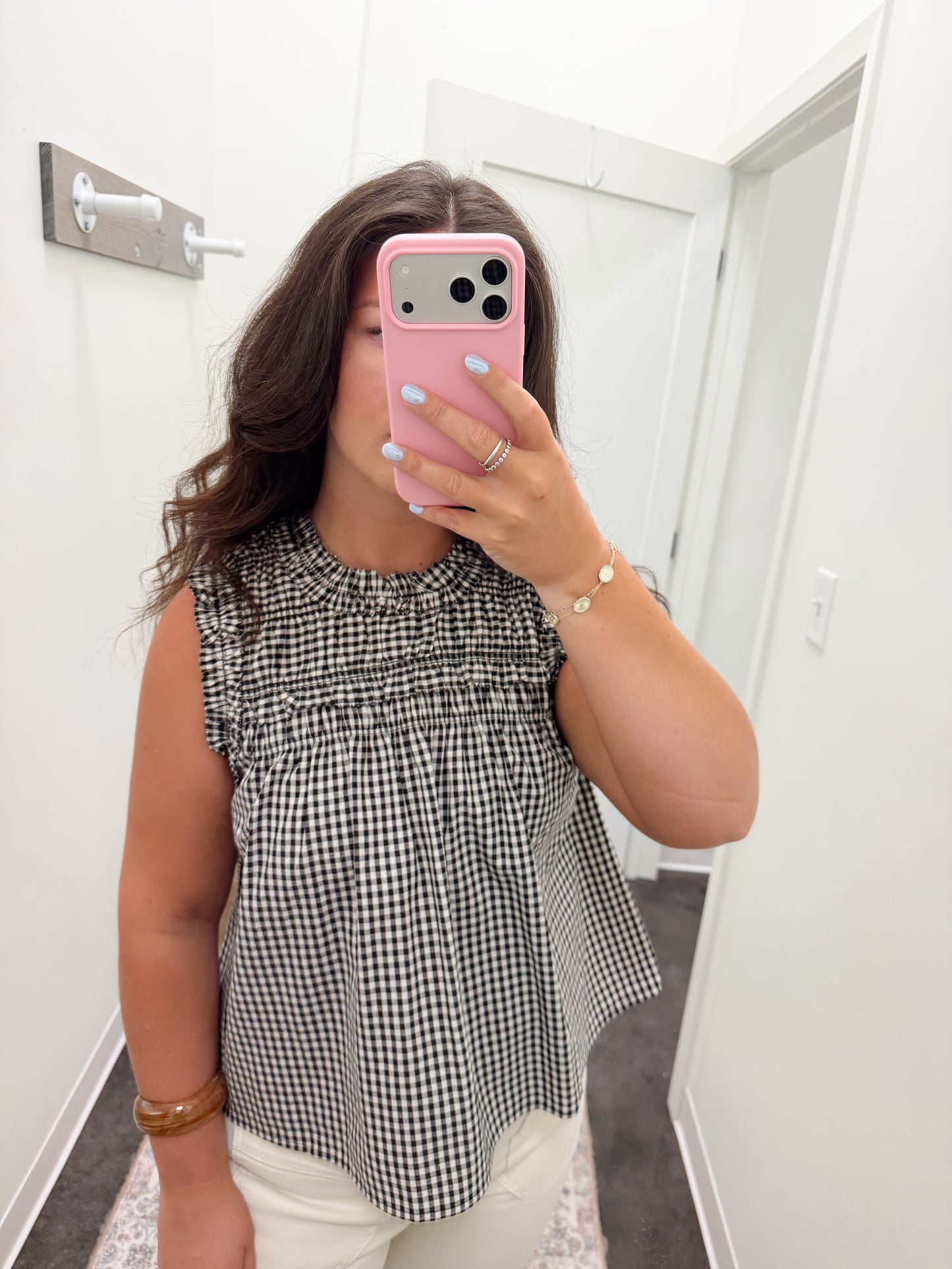 Gingham Ruffle Blouse (2 colors)