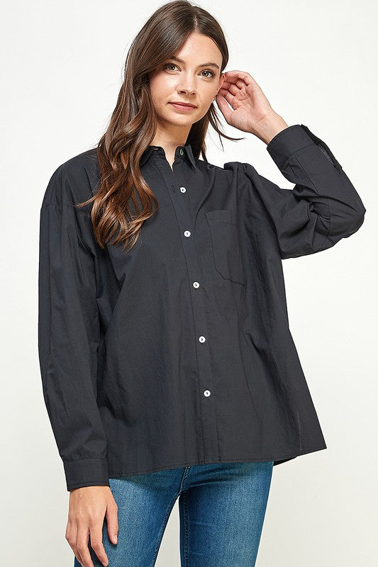 Classic black button down shirt