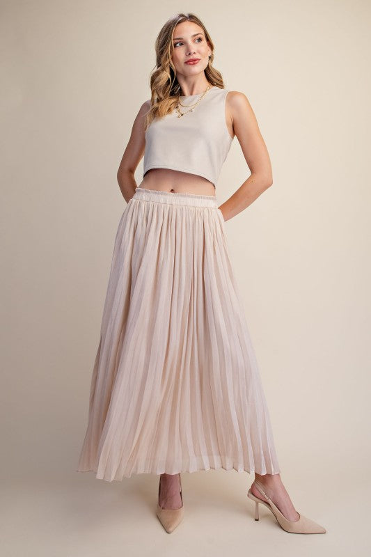 pleated maxi skirt (2 colors)