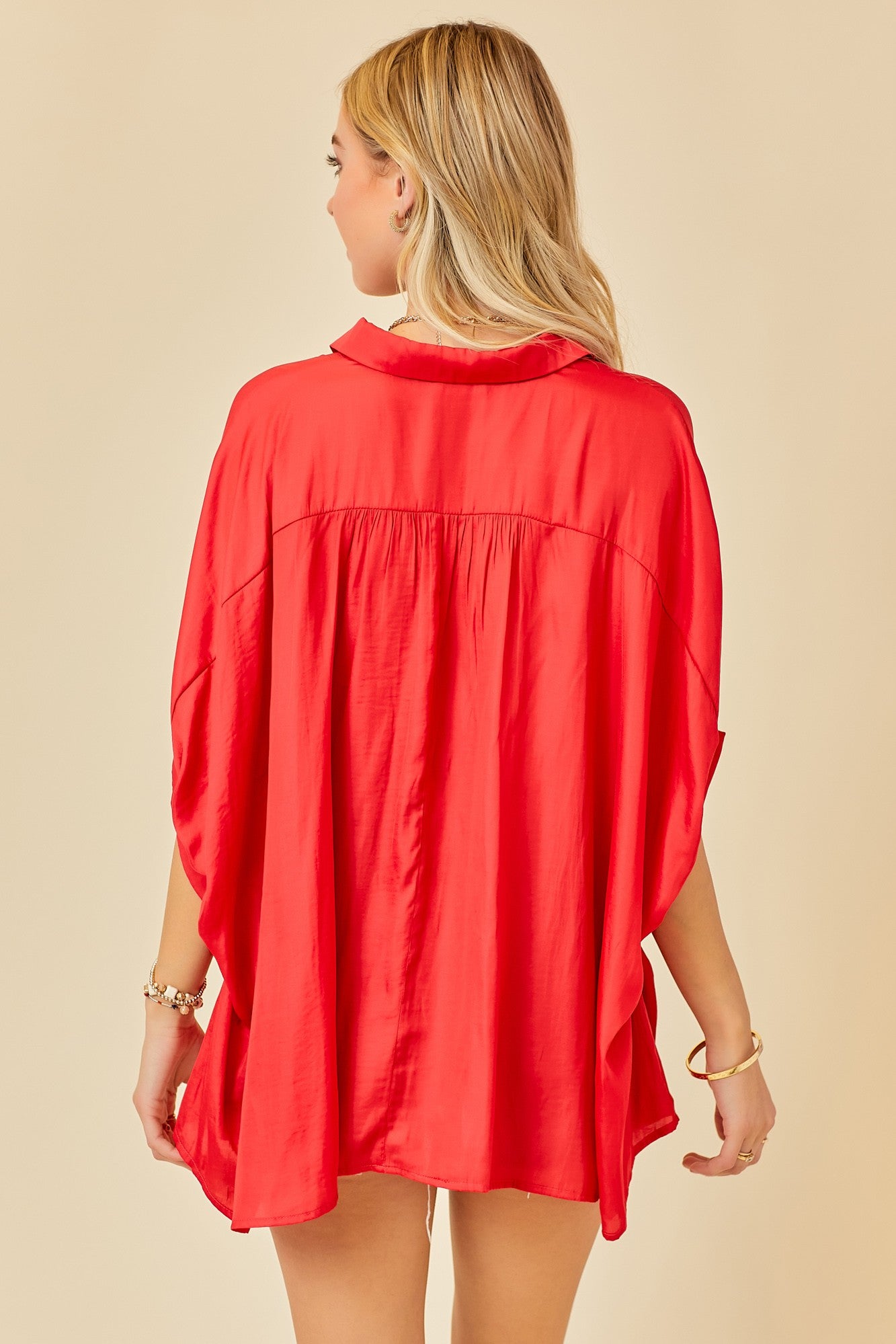 Satin Red Oversized blouse