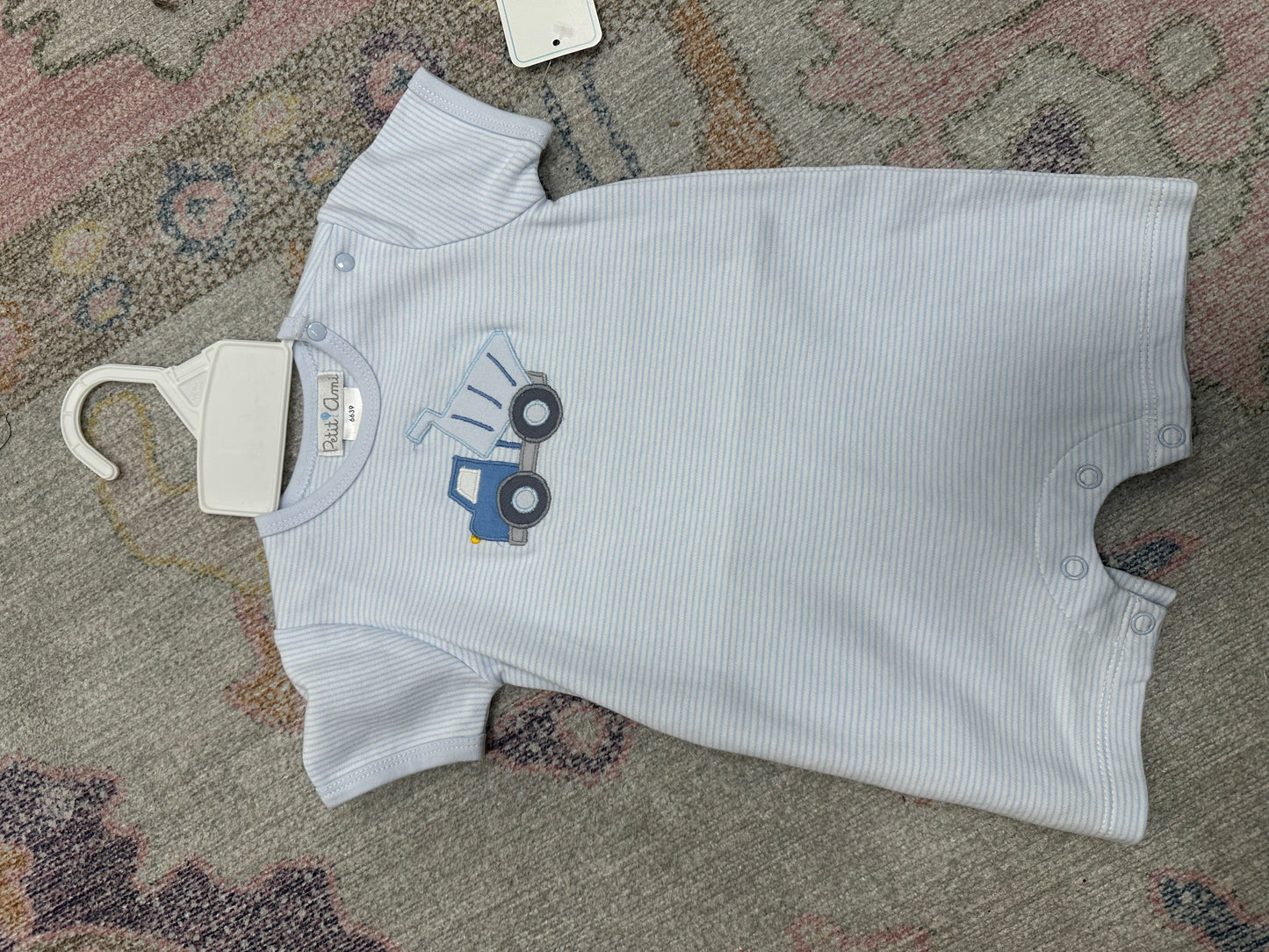 Dump truck baby boy onesie