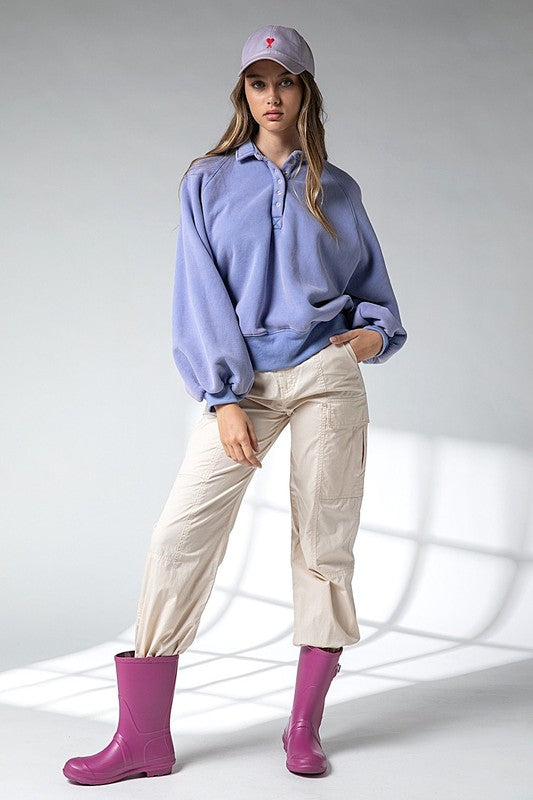 blue piper snap button sweatshirt