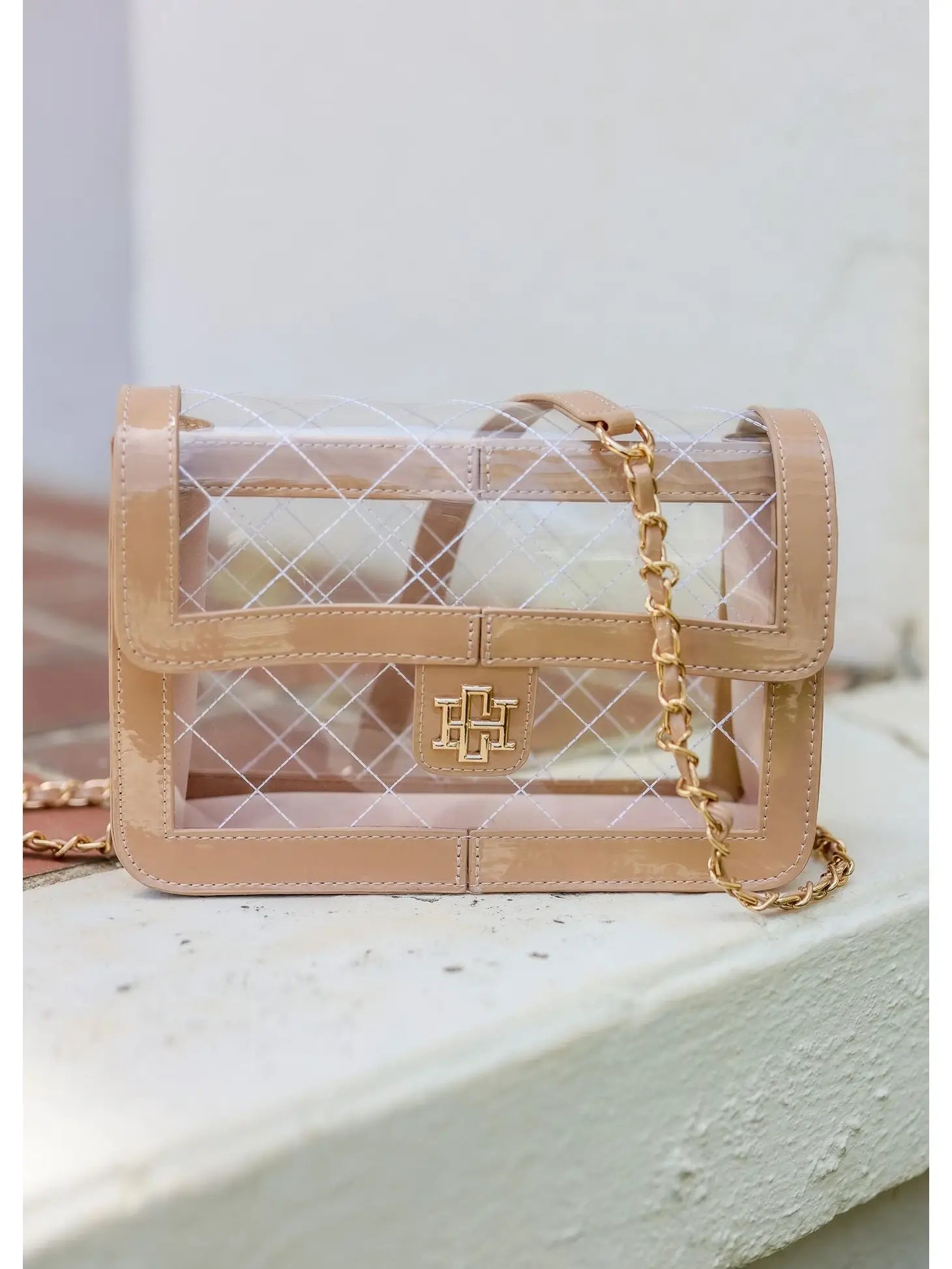 Quinn Quilted Clear Bag NUDE PTENT