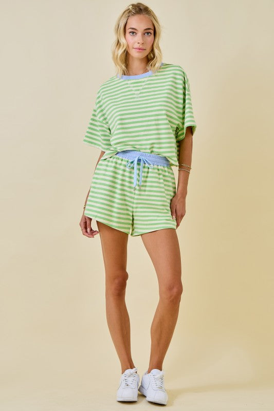 Honeydew stripe short set
