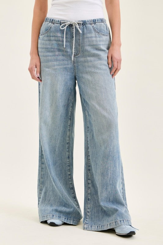 HW featherweight drawstring jeans JUDY BLUE