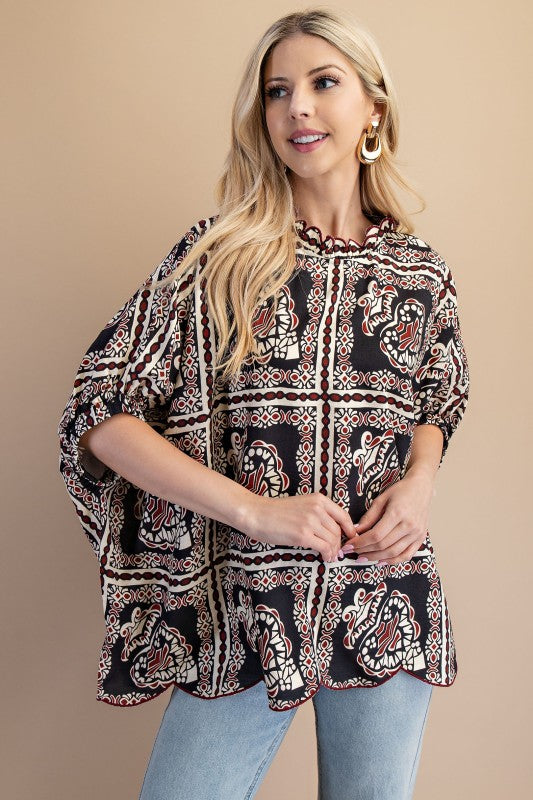 printed dolman sleeve top (2 colors)