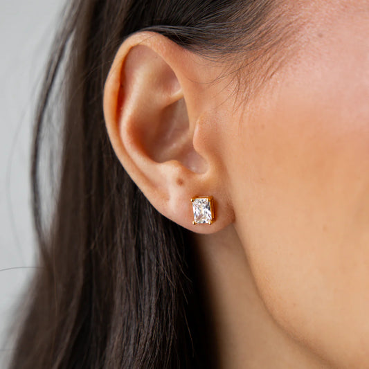 18k gold baguette stud earrings BRENDA GRANDS