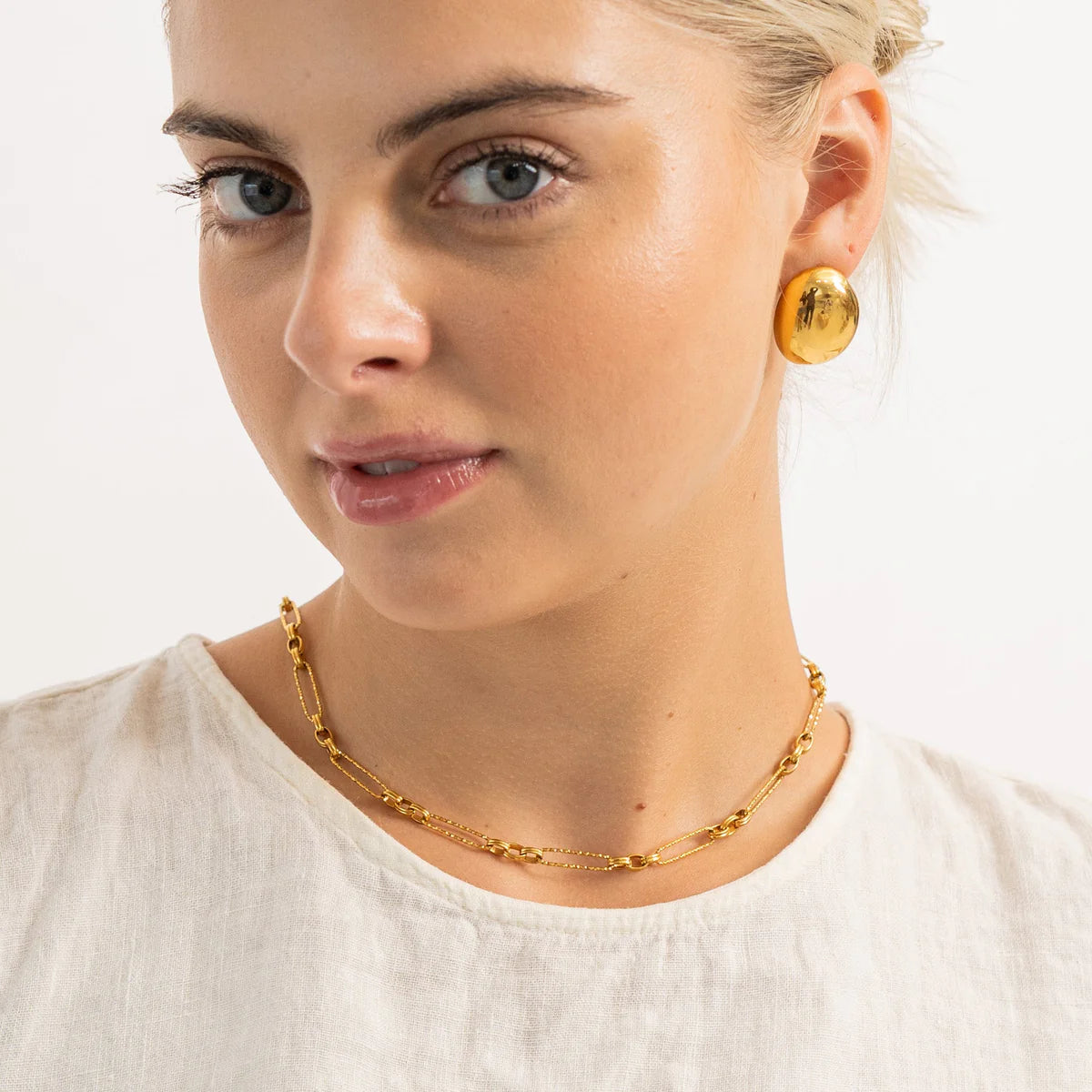 waterproof gold dome earrings BRENDA GRANDS