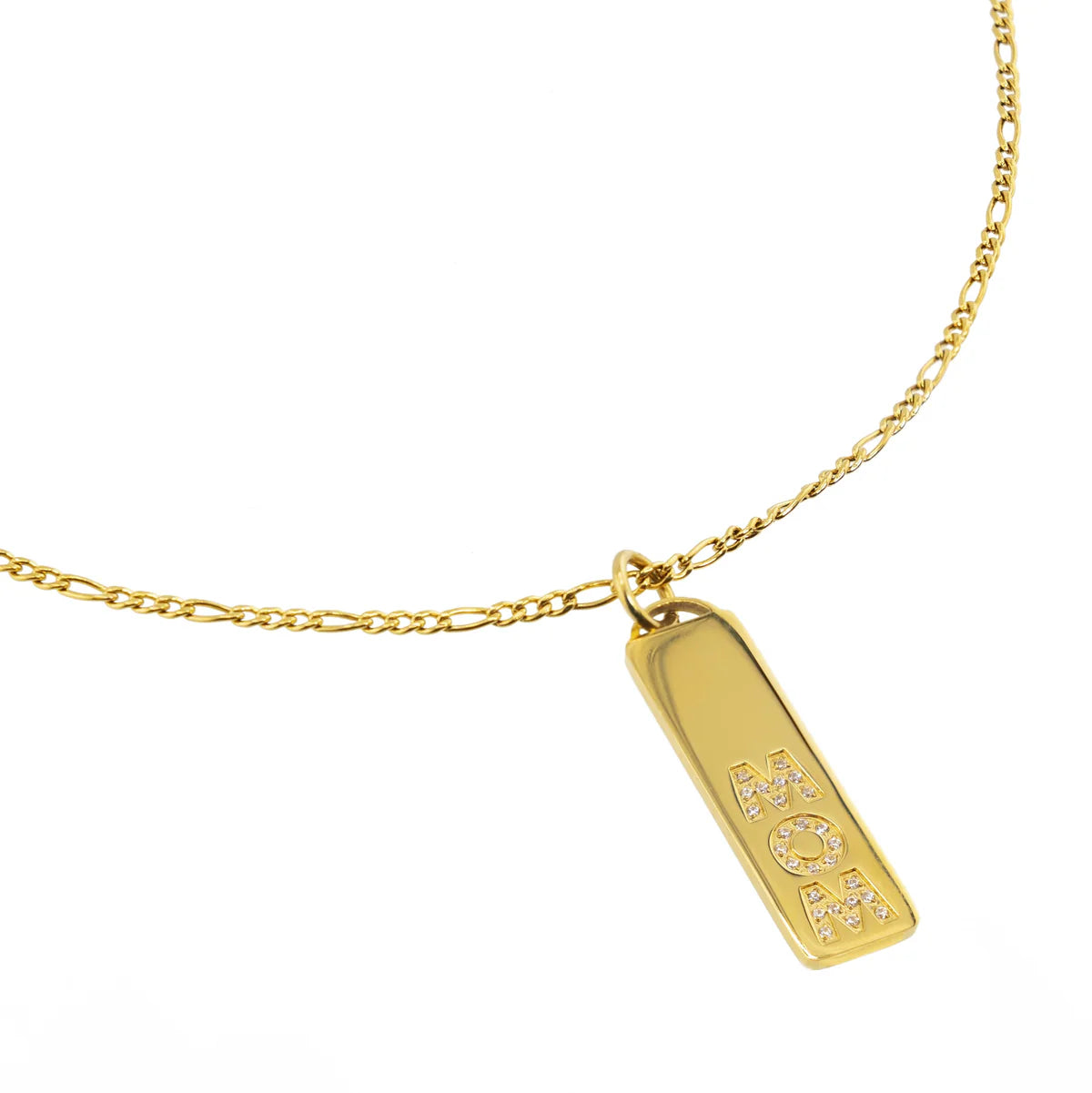 waterproof gold diamond mom bar necklace BRENDA GRANDS