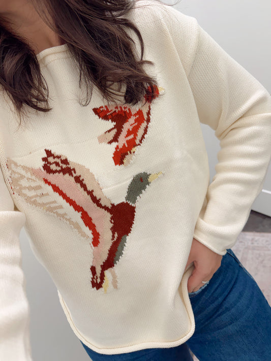 Flying duck knit sweater cream