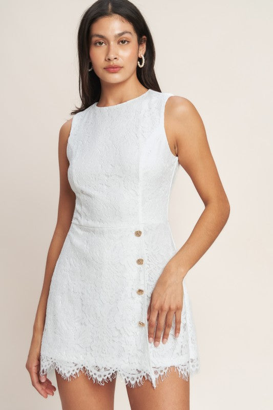 white lace skort romper