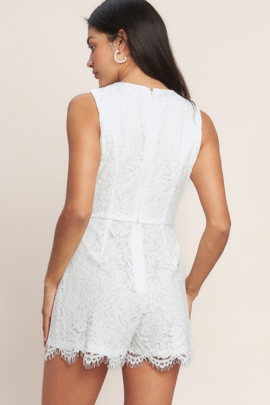 white lace skort romper