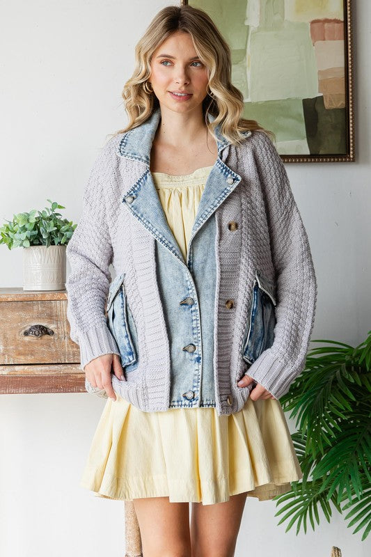 knit/denim jacket