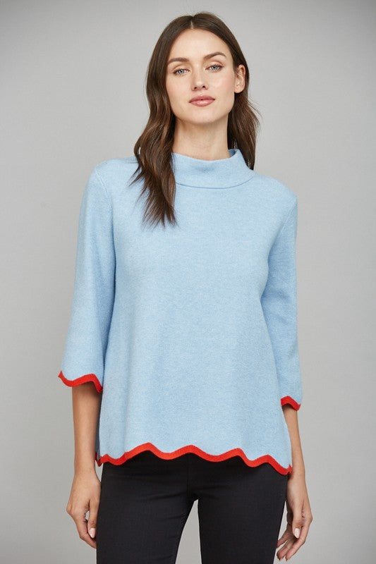 Mock Neck blue/red sweater