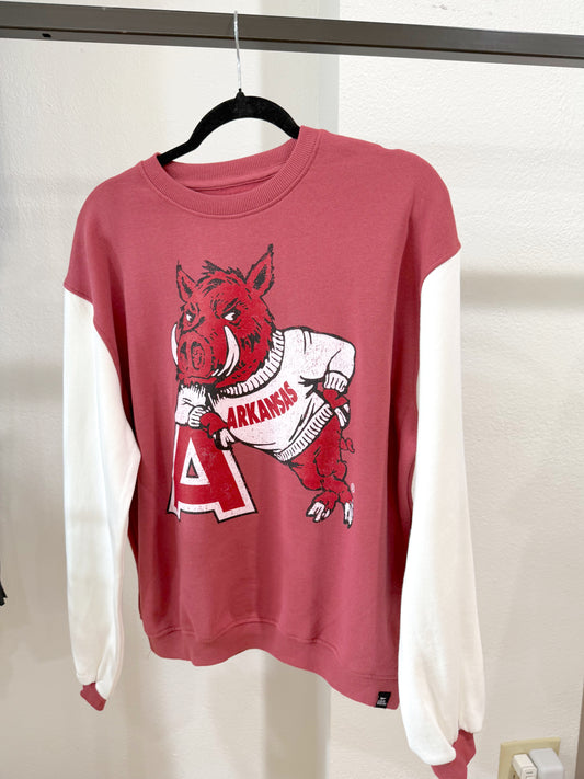 Arkansas Legacy Logo Colorblock Crew