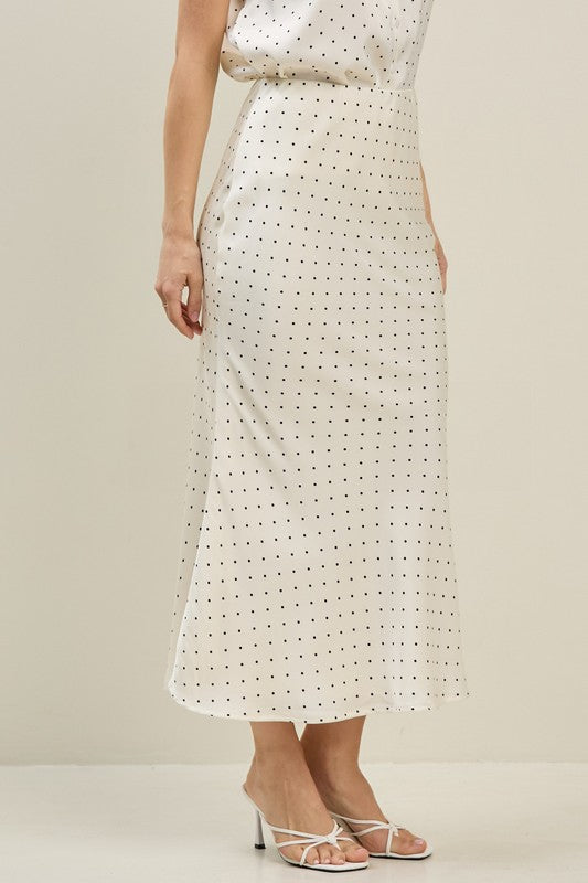 Polka dot satin skirt
