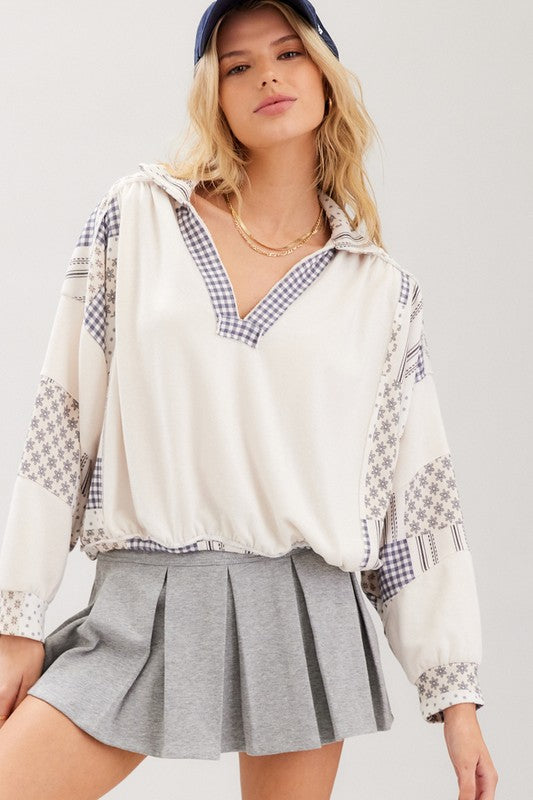 Patch printed terry top