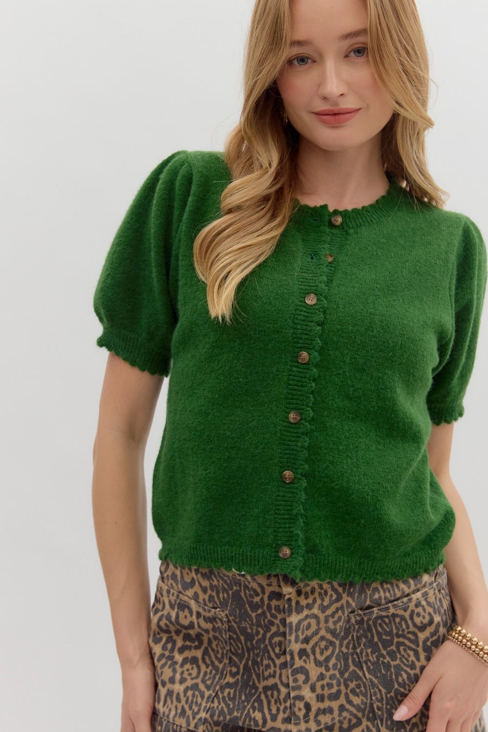 Amazon green button down cardigan