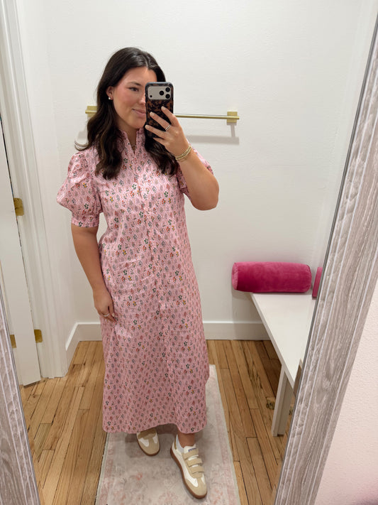 floral bloom maxi dress, pink multi