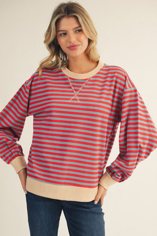blue/red stripe sweatshirt