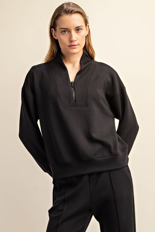 black modal quarter zip