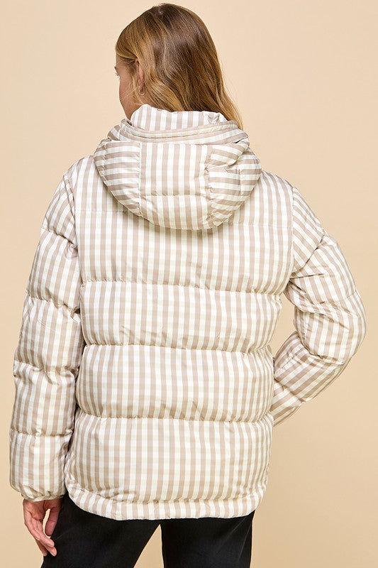 Beige checkered puffer jacket *was $82, now $59 final sale