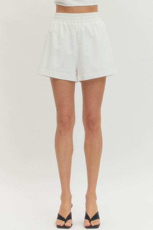 Elastic waist linen shorts (2 colors)