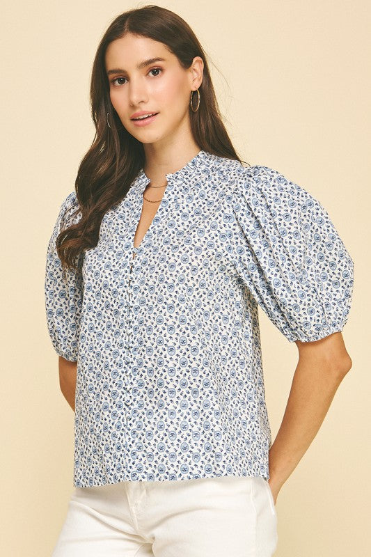 cami blue and white floral top