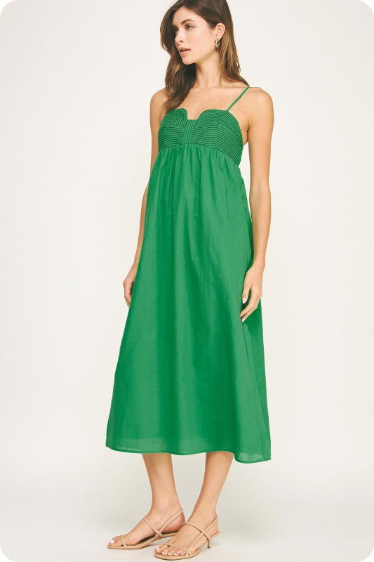 emerald stitch midi dress
