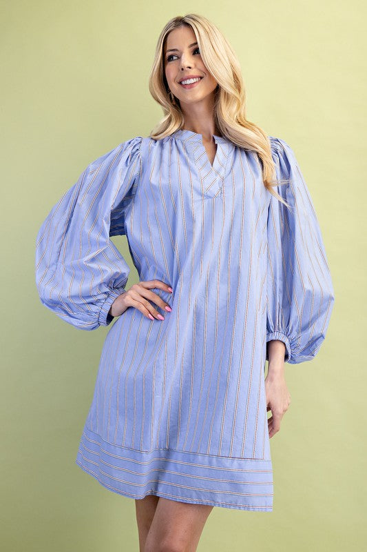 mixed stripe mini dress