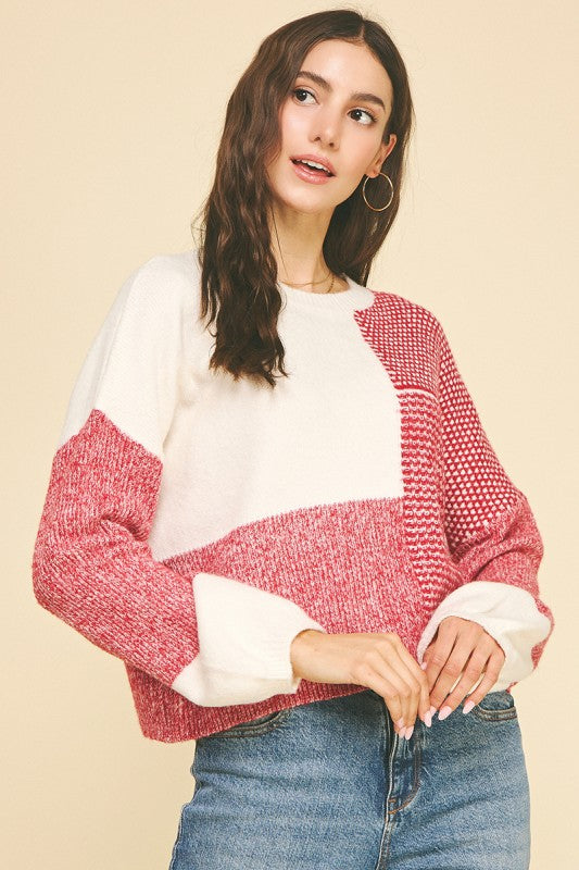 colorblock soft knit sweater
