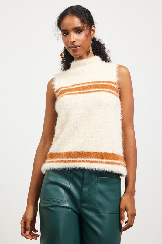 camel mock neck sweater top