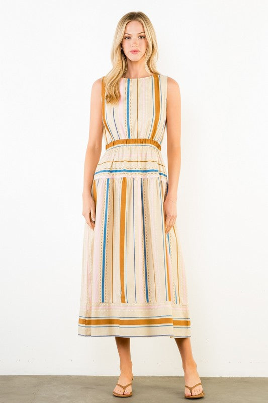 sara striped midi dress