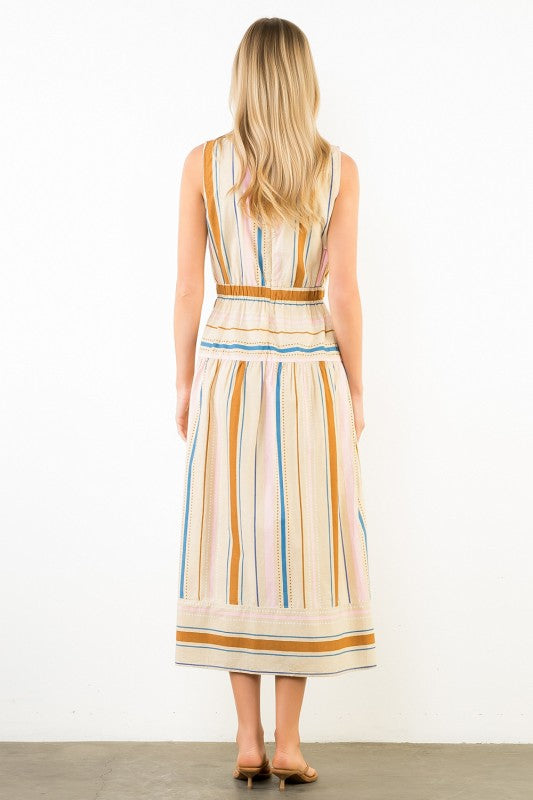 sara striped midi dress