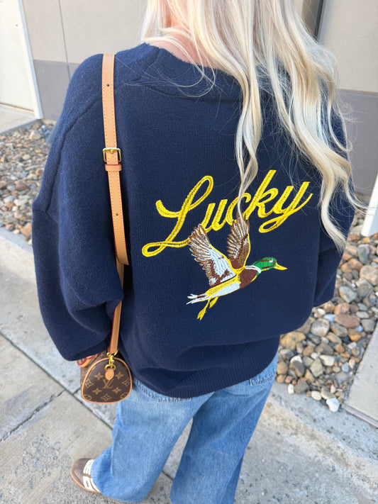 Lucky Duck V-Neck Cardigan