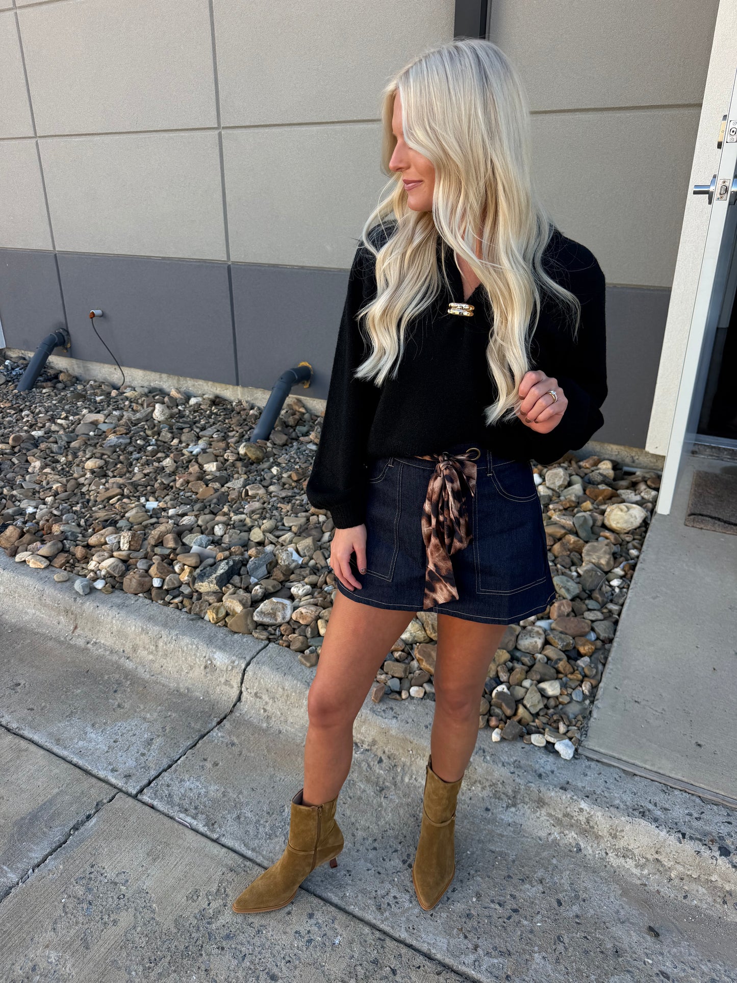 A denim skort