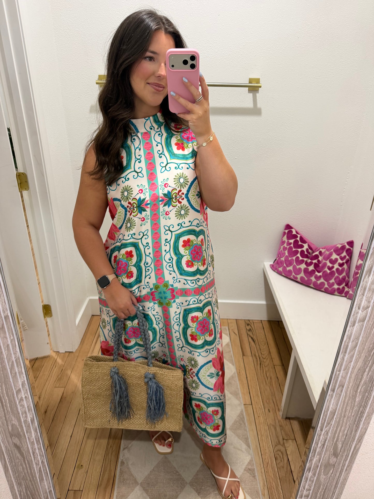 satin beachy printed maxi dress